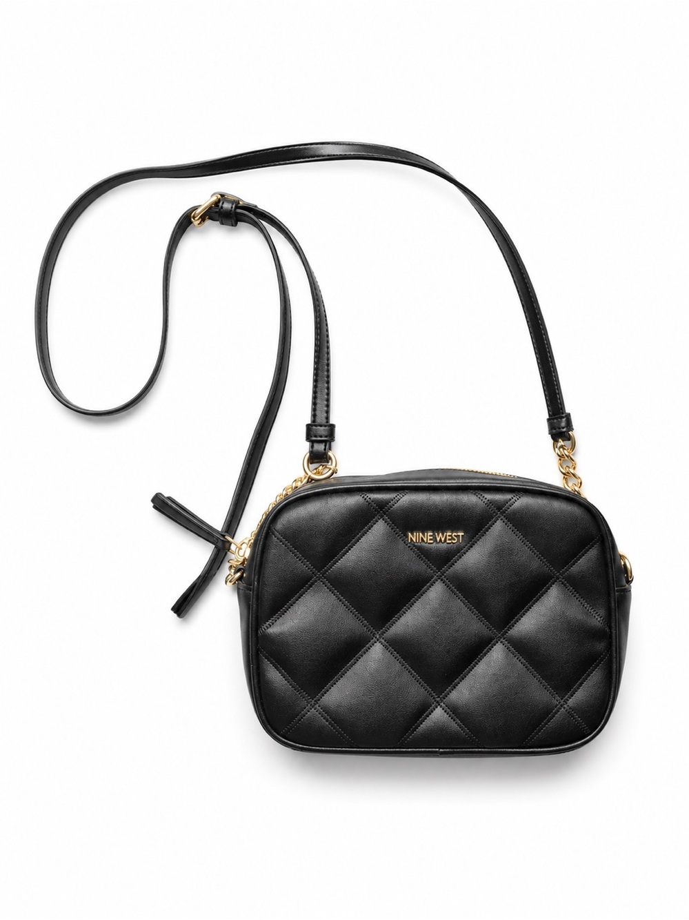 Nine West Black Quilted Crossbody with Gold Accents